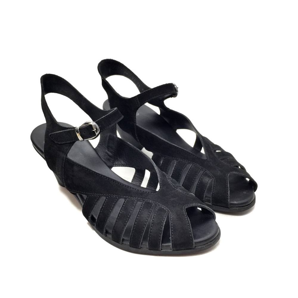 Arche Black Nubuck Strappy Heeled Sandals
